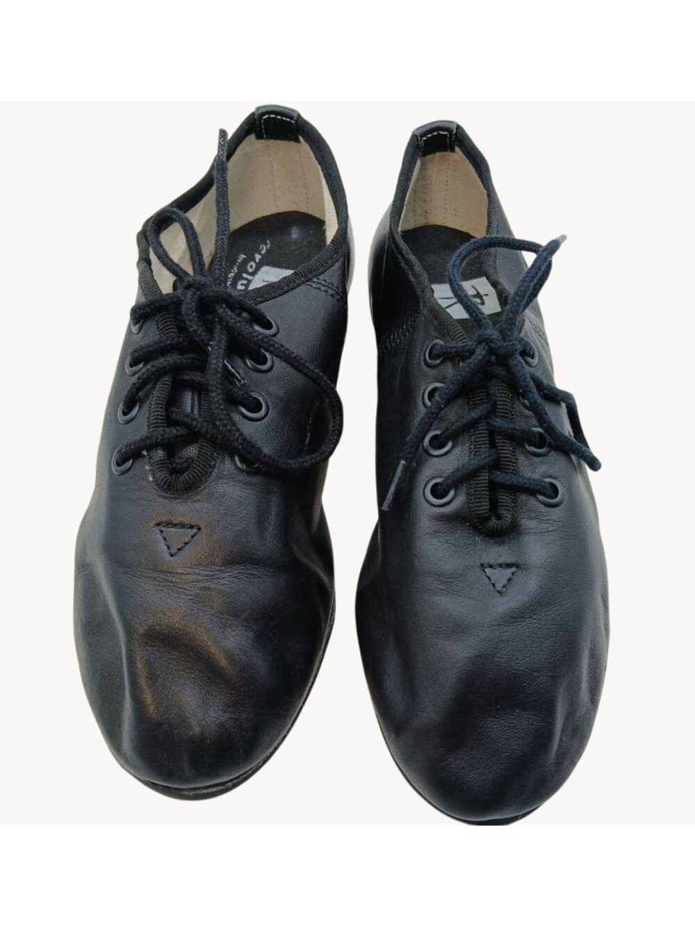 Revolution Black Leather Lace Up Tap Jazz Dance Shoes Child Size 3.5 Tele Tone - Picture 3 of 10